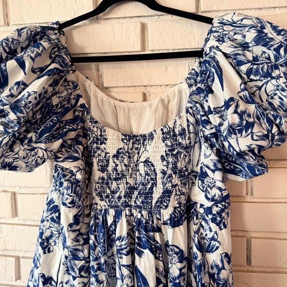 Abercrombie blue floral print puff sleeve dress - Picture 9 of 13